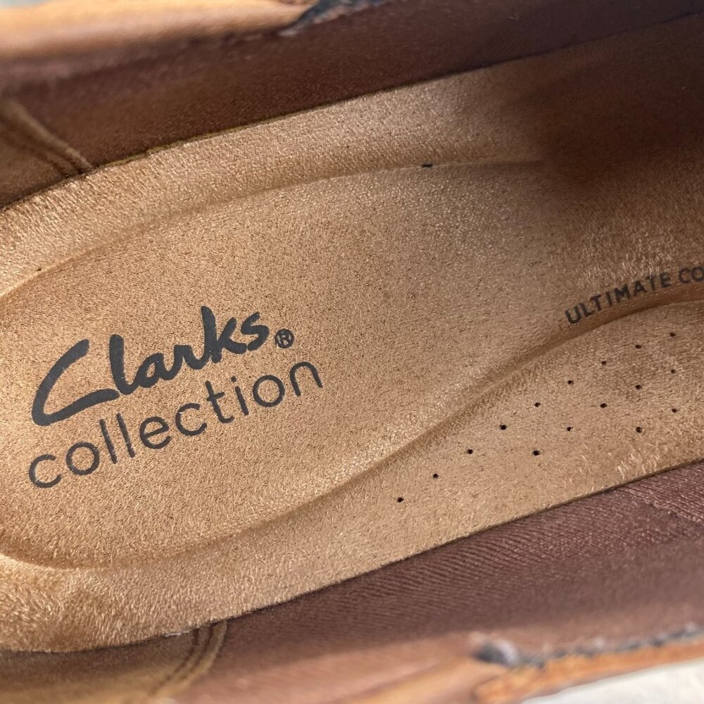 Clarks Bendables Womens 10 M Brown Leather Wedge Heel Slip On Loafers 15260 - Picture 5 of 9